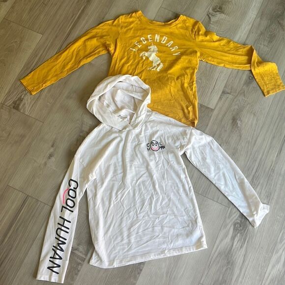 Old Navy Long Sleeve Tshirt Hoodie Bundle Set of Two Unicorn Size L 10/12 - Picture 1 of 6